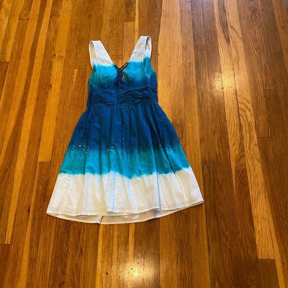 Guess Blue/White Ombre Sequin Sundress W/Tie Back Size 8 - Picture 5 of 8